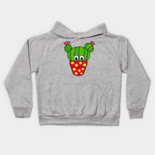 Cute Cactus Design #344: Nice Cactus In Polka Dot Pot Kids Hoodie